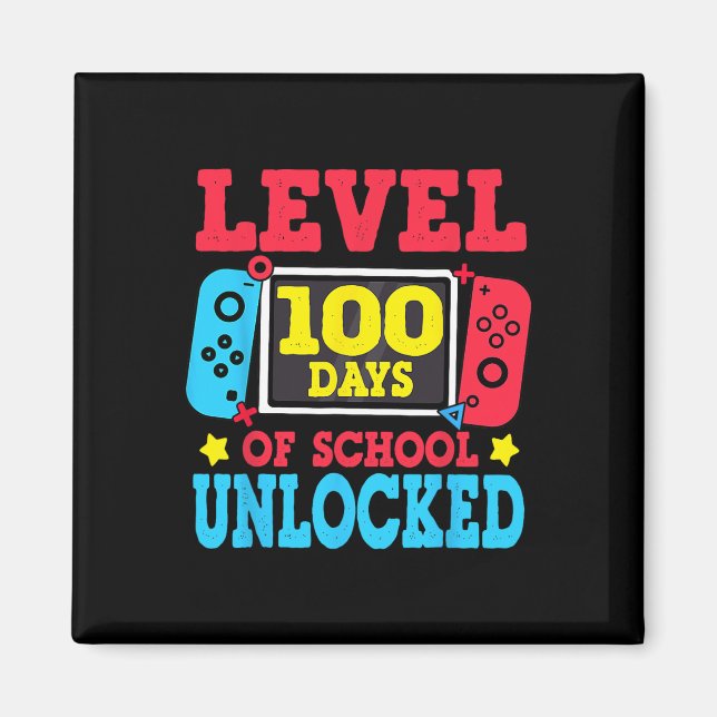 Level 100 Days of School Unlock Gamer Video Game Magnet (Vorne)