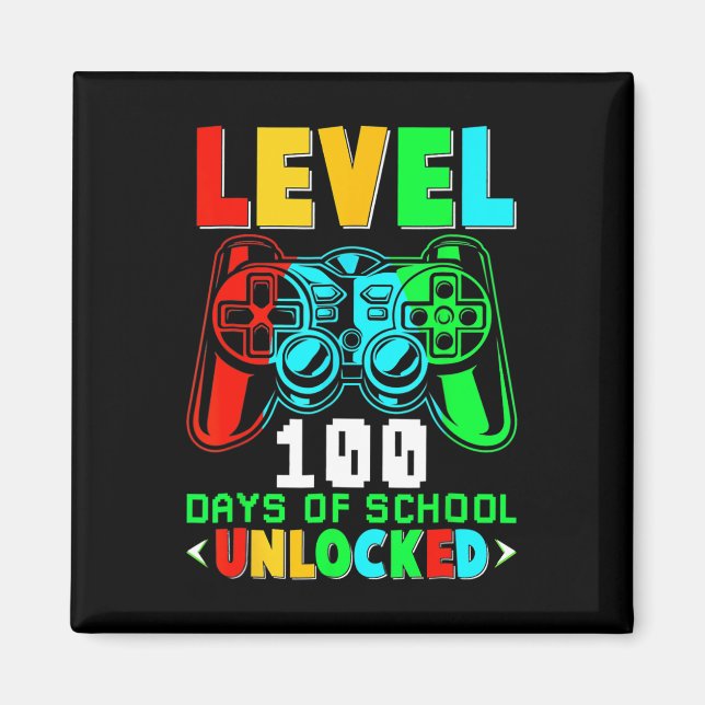 Level 100 Days of School Unlock Gamer Video Game Magnet (Vorne)