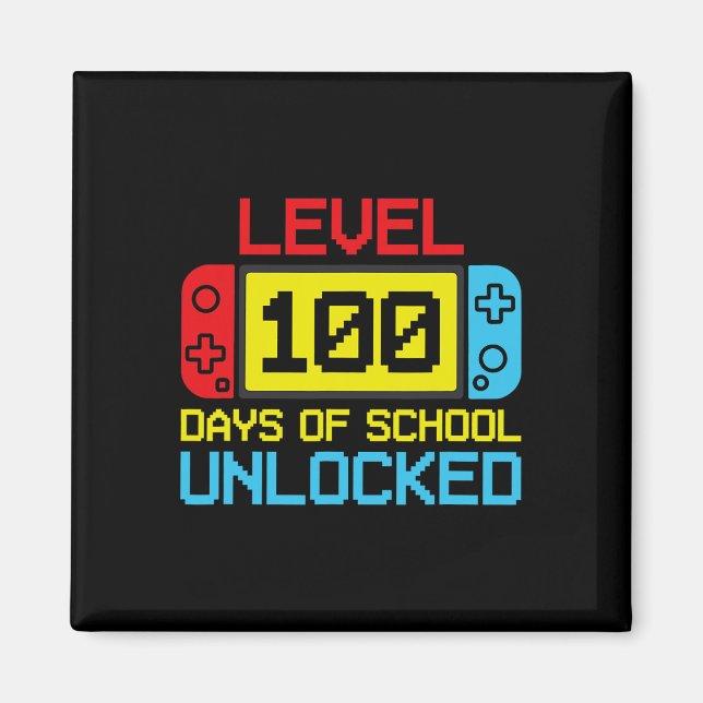Level 100 Days of School Unlock Gamer Video Game Magnet (Vorne)