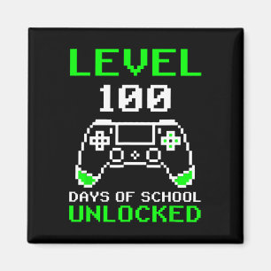 Level 100 Days of School Unlock Gamer Video Game Magnet