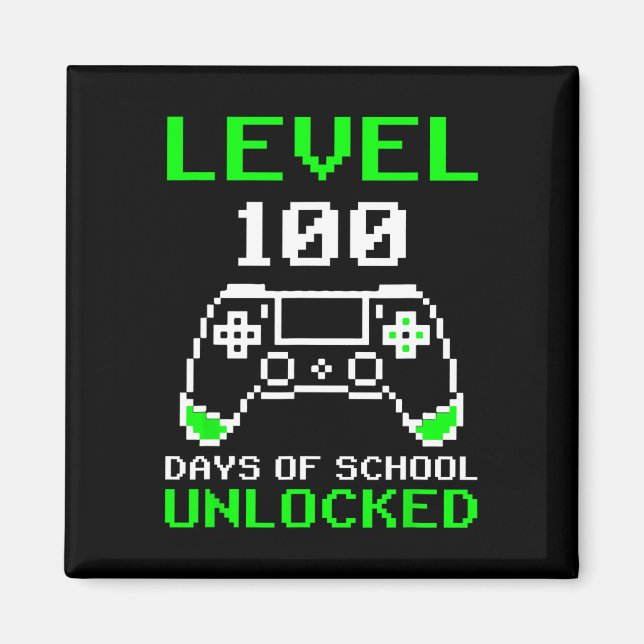 Level 100 Days of School Unlock Gamer Video Game Magnet (Vorne)