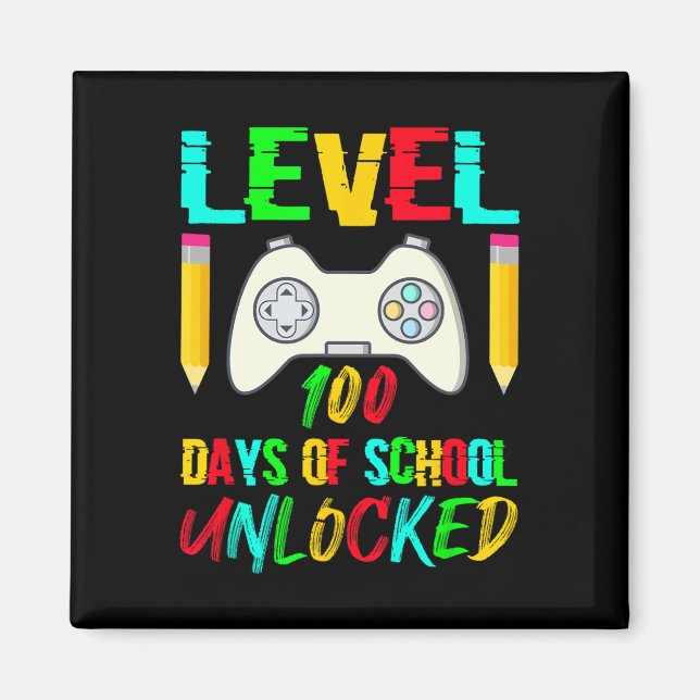 Level 100 Days of School Unlock Gamer Video Game Magnet (Vorne)