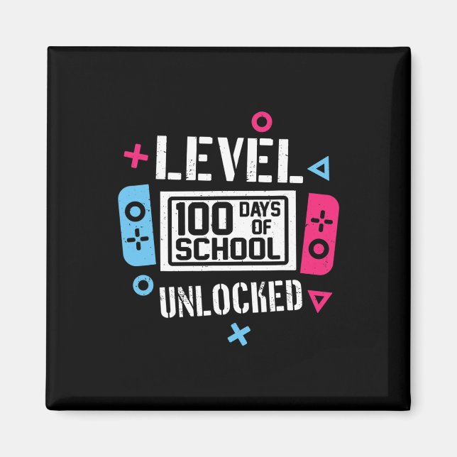 Level 100 Days of School Unlock Gamer Video Game Magnet (Vorne)