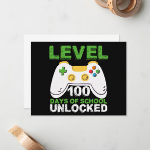 Level 100 Days of School Unlock Gamer Video Game Mitteilungskarte
