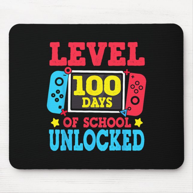 Level 100 Days of School Unlock Gamer Video Game Mousepad (Vorne)