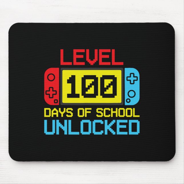 Level 100 Days of School Unlock Gamer Video Game Mousepad (Vorne)