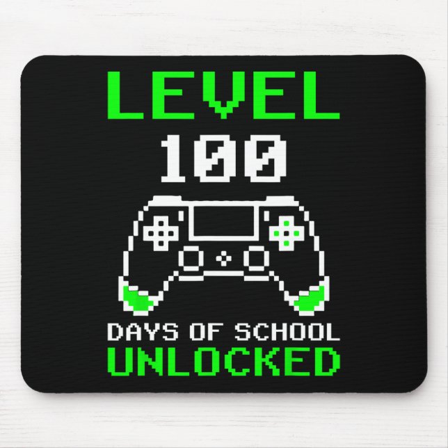 Level 100 Days of School Unlock Gamer Video Game Mousepad (Vorne)