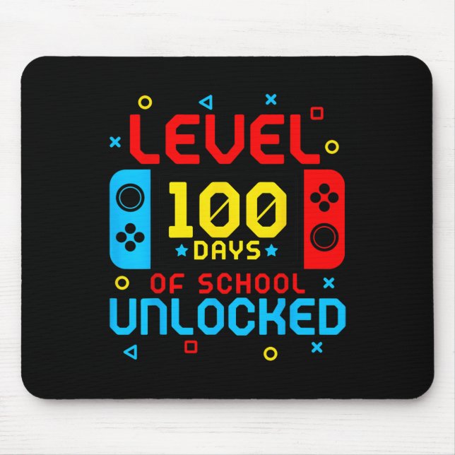 Level 100 Days of School Unlock Gamer Video Game Mousepad (Vorne)