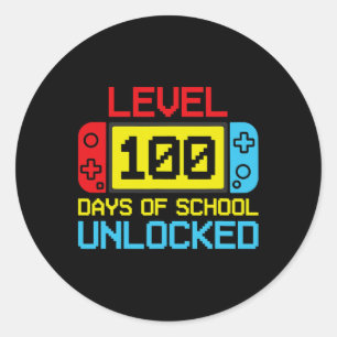 Level 100 Days of School Unlock Gamer Video Game Runder Aufkleber