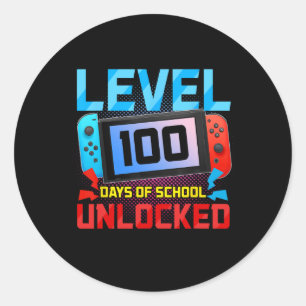 Level 100 Days of School Unlock Gamer Video Game Runder Aufkleber