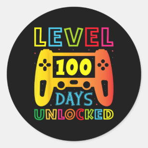 Level 100 Days of School Unlock Gamer Video Game Runder Aufkleber
