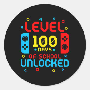 Level 100 Days of School Unlock Gamer Video Game Runder Aufkleber