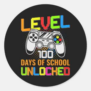 Level 100 Days of School Unlock Gamer Video Game Runder Aufkleber