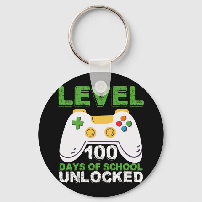 Level 100 Days of School Unlock Gamer Video Game Schlüsselanhänger (Vorderseite)