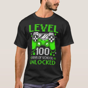 Level 100 Days of School Unlock Gamer Video Game T-Shirt