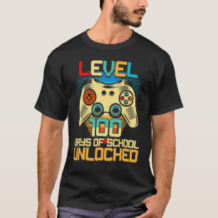 Level 100 Days of School Unlock Gamer Video Game T-Shirt
