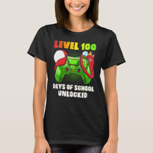 Level 100 Days of School Unlock Gamer Video Game T-Shirt