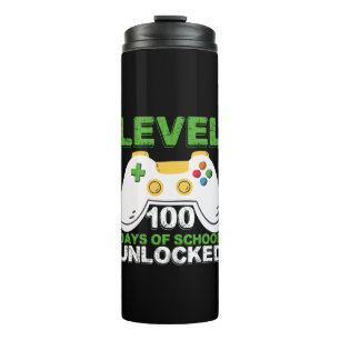 Level 100 Days of School Unlock Gamer Video Game Thermosbecher