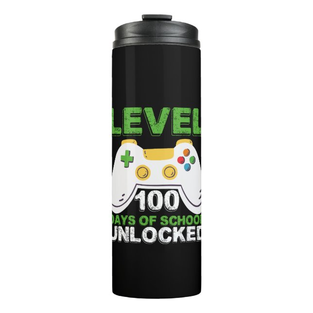 Level 100 Days of School Unlock Gamer Video Game Thermosbecher (Vorderseite)