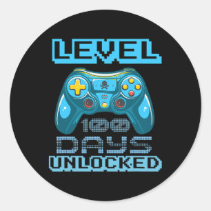 Level 100 Days of School Unlock Video Game Boys Runder Aufkleber