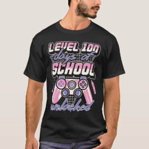 Level 100 Days of School Unlock Video Games Art T-Shirt
