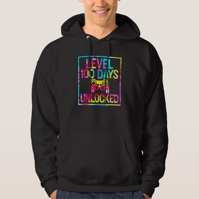 Level 100 Days Of School Unlocked Gamer 100th Day  Hoodie (Vorderseite)