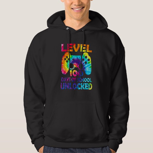 Level 100 Days Of School Unlocked Gamer Video Game Hoodie (Vorderseite)