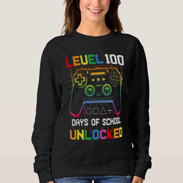 Level 100 days Of School Unlocked Gamer Video Game Sweatshirt (Vorderseite)