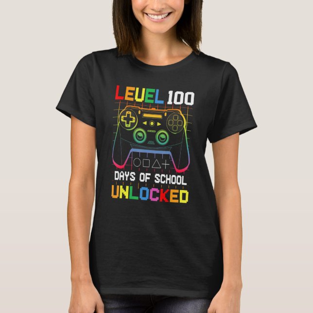 Level 100 days Of School Unlocked Gamer Video Game T-Shirt (Vorderseite)