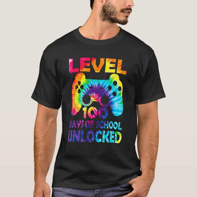 Level 100 Days Of School Unlocked Gamer Video Game T-Shirt (Vorderseite)