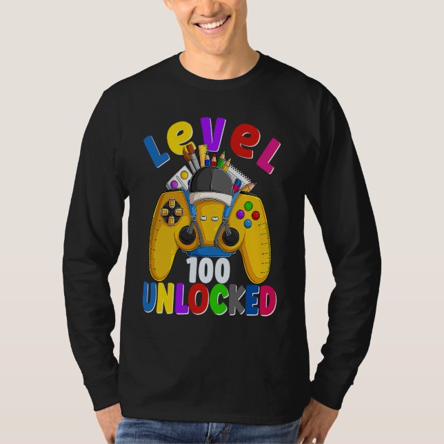 Level 100 Days Of School Unlocked Gamer Video Game T-Shirt (Vorderseite)