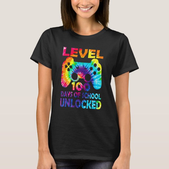 Level 100 Days Of School Unlocked Gamer Video Game T-Shirt (Vorderseite)