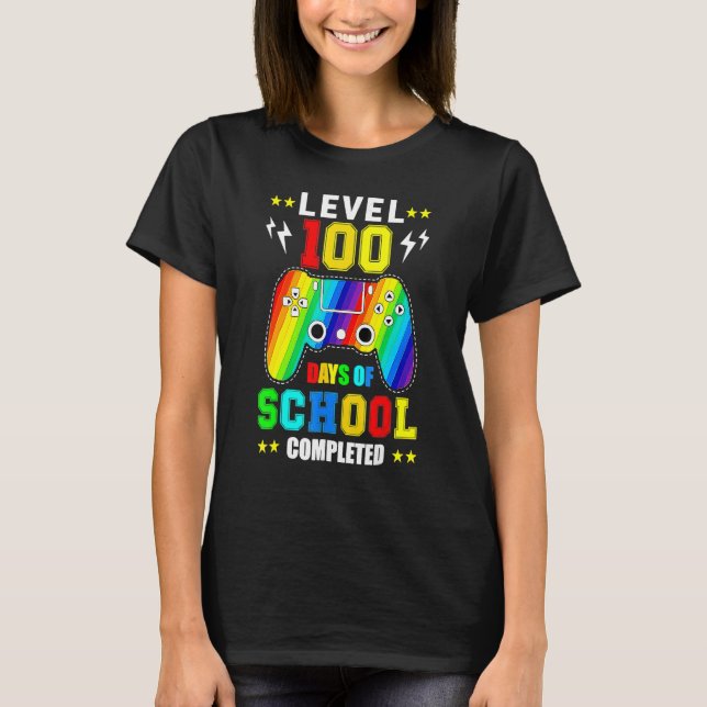 Level 100 Days Of School Unlocked Gamer Video Game T-Shirt (Vorderseite)