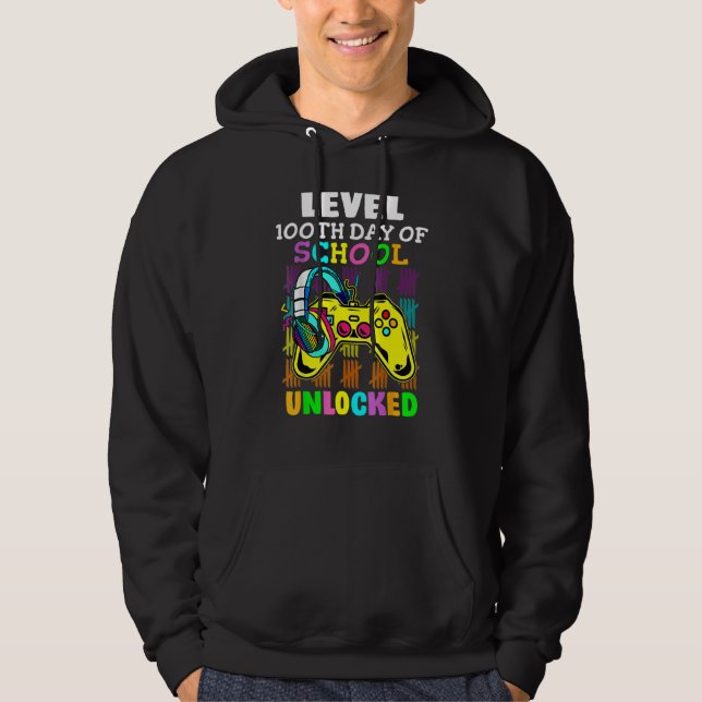 Level 100 Days Of School Unlocked Gaming Shirts, V Hoodie (Vorderseite)