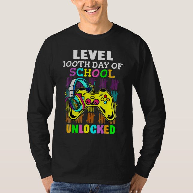 Level 100 Days Of School Unlocked Gaming Shirts, V T-Shirt (Vorderseite)