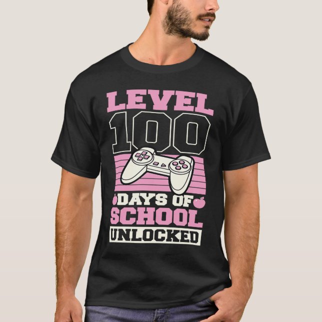 Level 100 Days Of School Unlocked Video Games Game T-Shirt (Vorderseite)