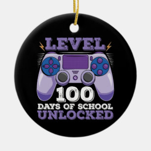 Level 100 Days of School Unlocks Gaming Keramik Ornament