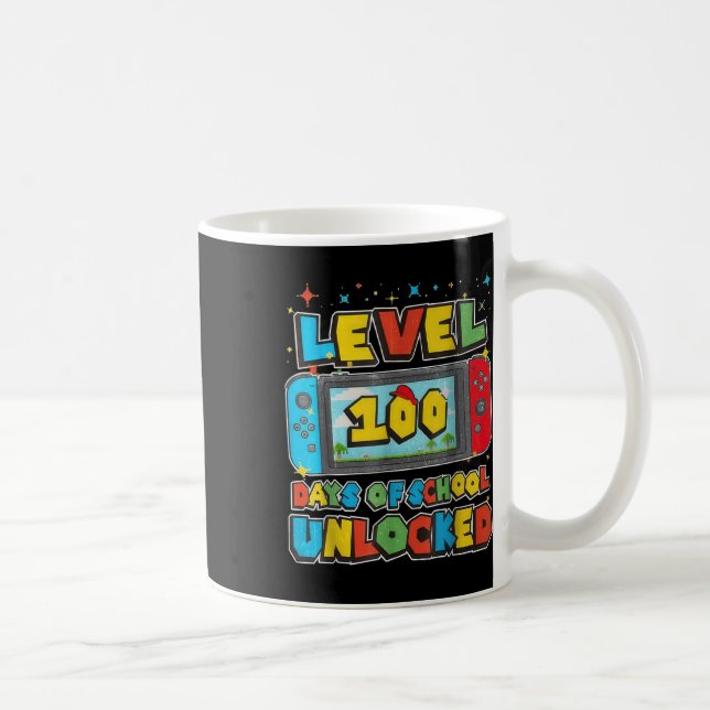 Level 100 Days of School Unlocks Gaming Pixel 100 Kaffeetasse (Rechts)