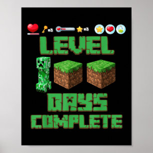 Level 100 Days of School Unlocks Gaming Pixel 100 Poster
