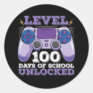 Level 100 Days of School Unlocks Gaming Runder Aufkleber