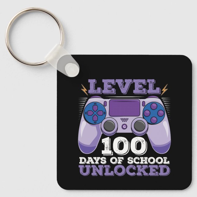 Level 100 Days of School Unlocks Gaming Schlüsselanhänger (Vorderseite)