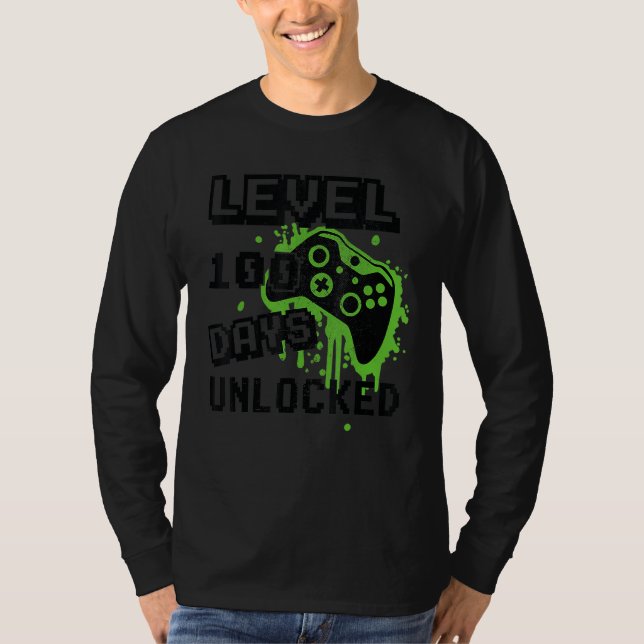 Level 100 Days of School Unlocks Retro 8 Bit 100t T-Shirt (Vorderseite)