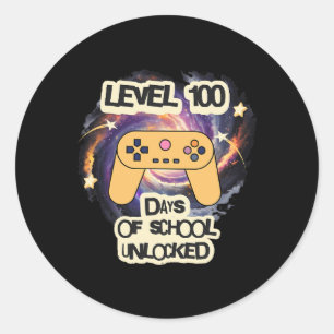 Level 100 Days of School Unlocks Teacher Boys Vid Runder Aufkleber