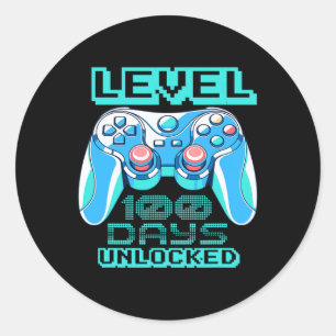 Level 100 Days of School Unlocks Video Game Contr Runder Aufkleber