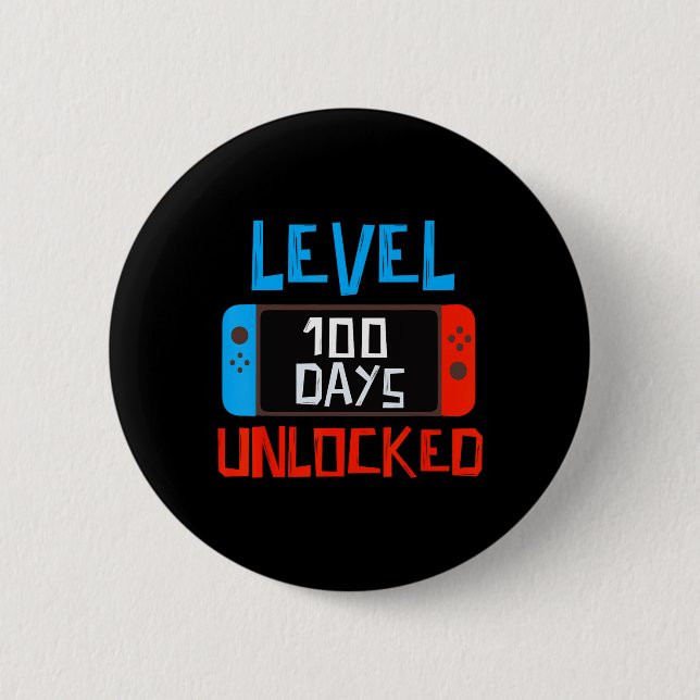 Level 100 Days School Unlock Gamer Boys Funny 10 Button (Vorderseite)