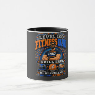 Level 100 Fitness Dad Shirt – Skill Tree Gym Papa  Tasse