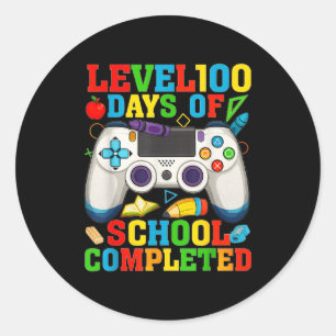 Level 100 Schultage Freigeschaltet Jungen 100. Tag Runder Aufkleber