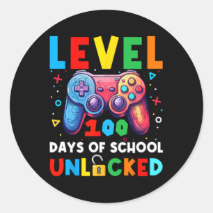 Level 100 Tage der Schule freigeschaltetes Shirt V Runder Aufkleber