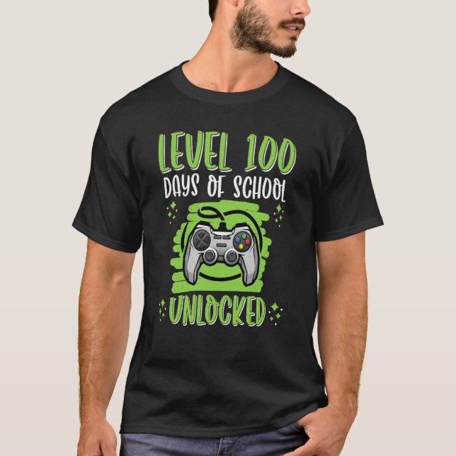 Level 100 Unlock 100 Day of School Smarter Gamer B T-Shirt (Vorderseite)
