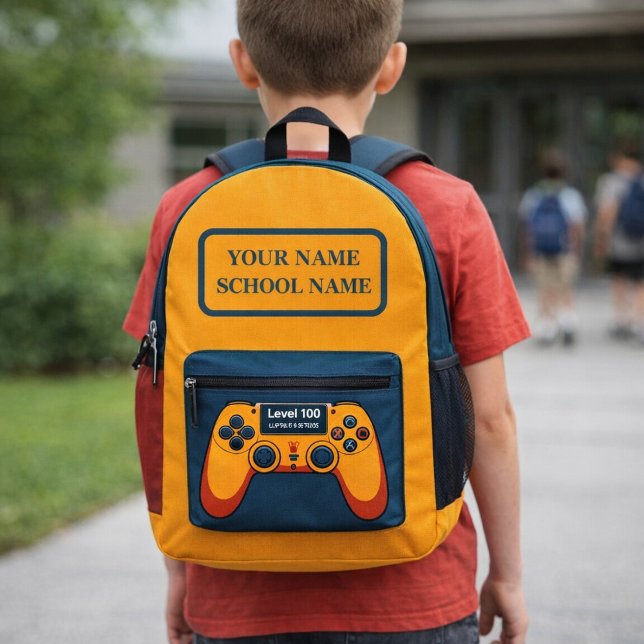 Level 100 Unlocked Gamer 100 Days of School Bedruckter Rucksack (Von Creator hochgeladen)